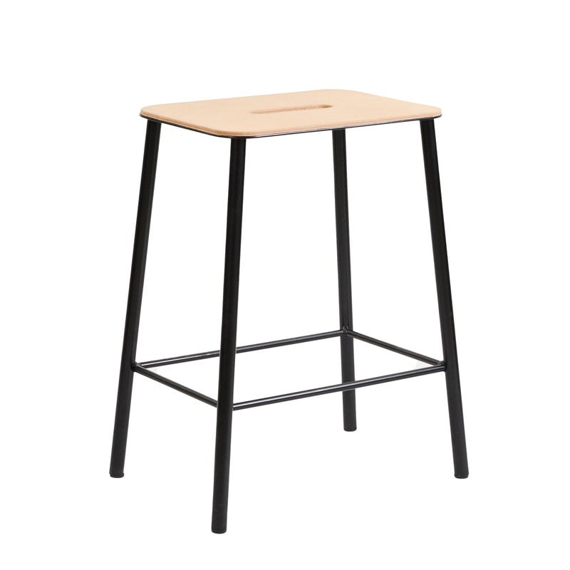 Adam stool by Frama #50 cm, natural leather - matt black #