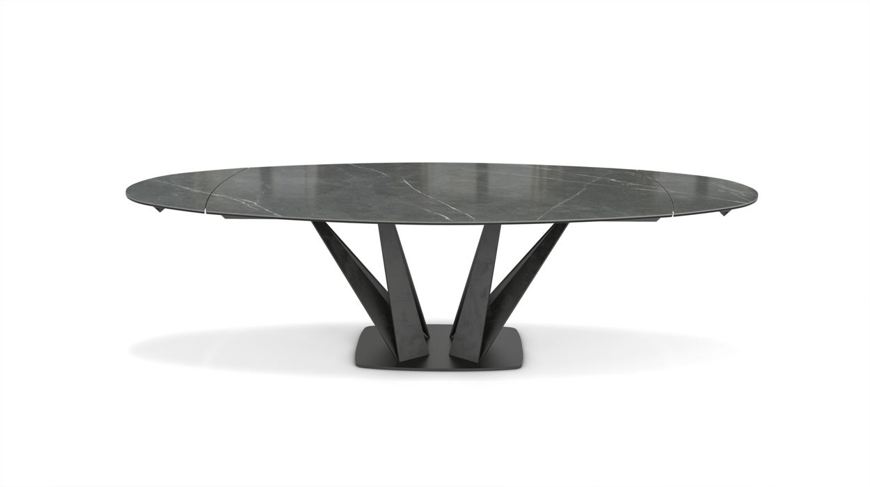 Alliage Dining Table Barrel/Oval by Roche Bobois #L. 200 x H. 75 x P. 113 cm/Marble | Gray lucida