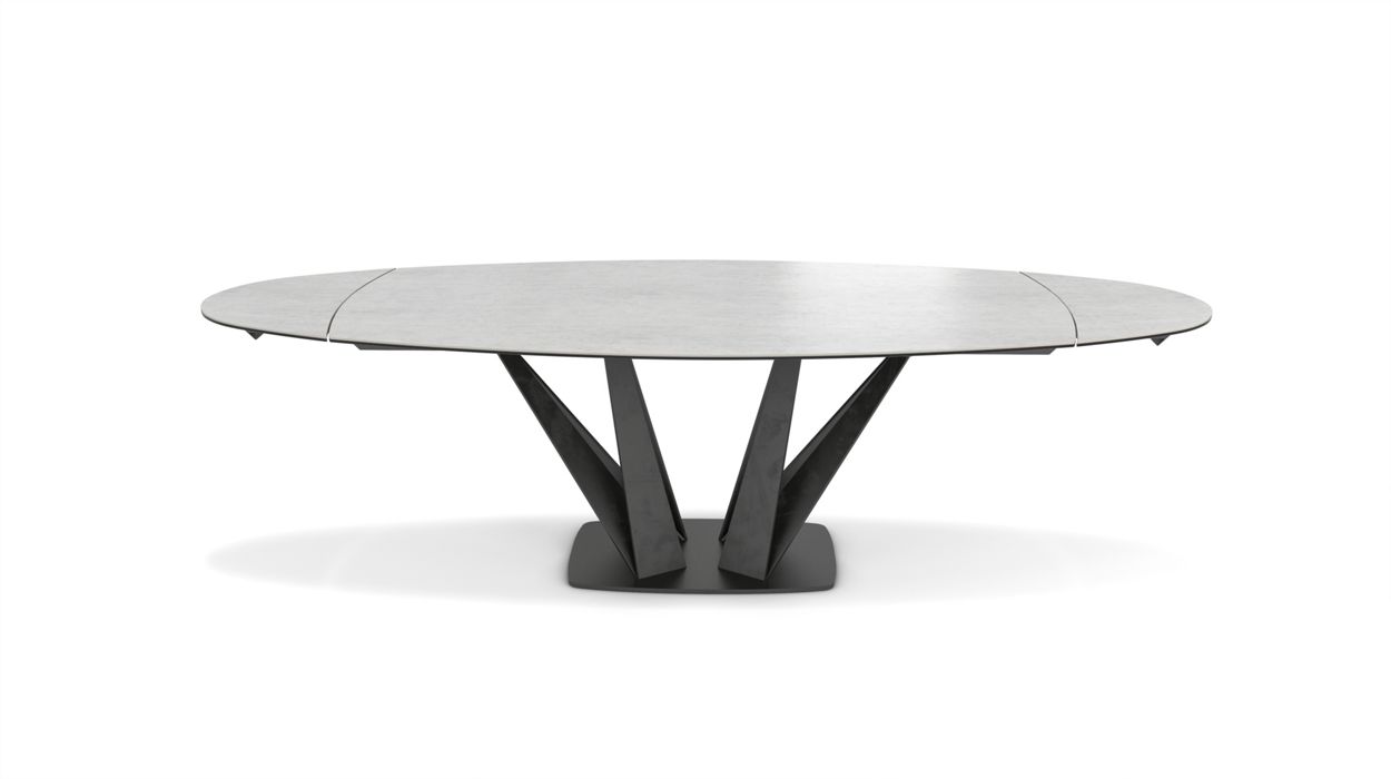 Alliage Dining Table Barrel/Oval by Roche Bobois #L. 200 x H. 75 x P. 113 cm/Savoy Pearl Ceramic