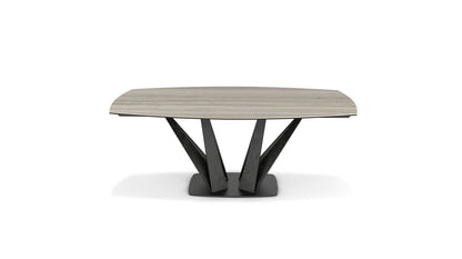 Alliage Dining Table Barrel/Oval by Roche Bobois #L. 200 x H. 75 x P. 113 cm/Marble | Travertino Grigio