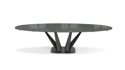 Alliage Dining Table Barrel/Oval by Roche Bobois #L. 220 x H. 75 x P. 115 cm/Marble | Gray lucida