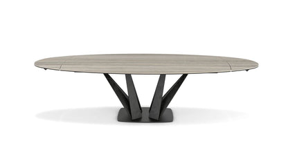 Alliage Dining Table Barrel/Oval by Roche Bobois #L. 220 x H. 75 x P. 115 cm/Marble | Travertino Grigio