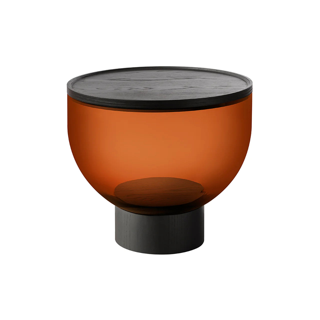 Mastea - Round Murano Glass Coffee Table by Miniforms #Black Ash/Amber Blown Glass