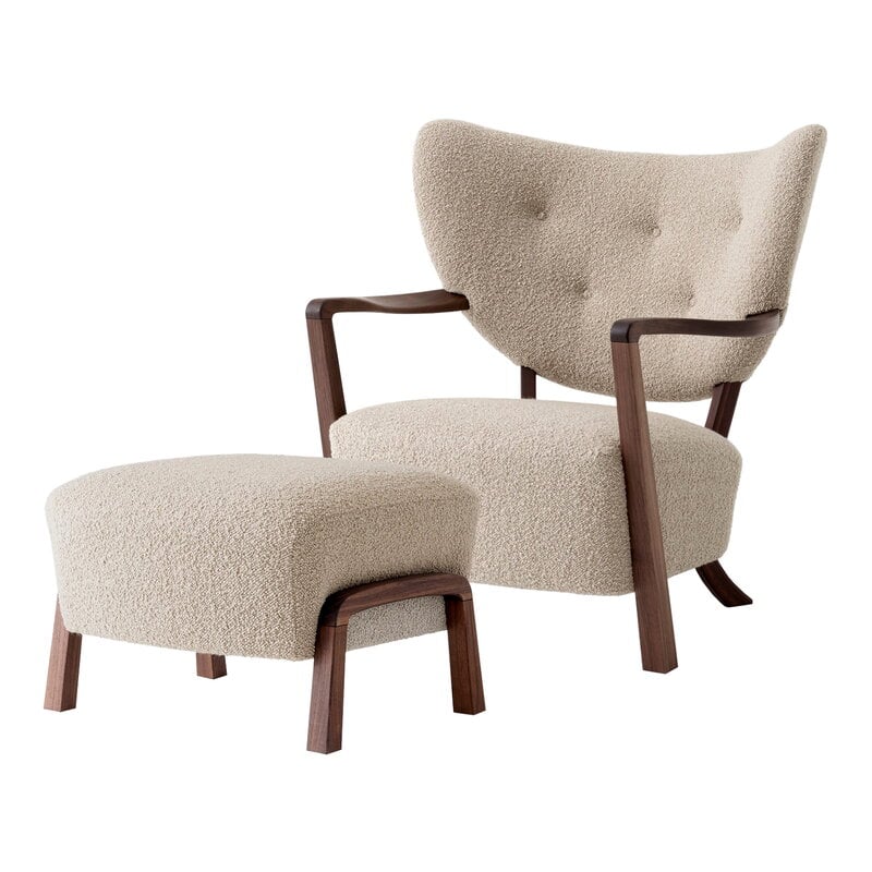 Wulff ATD2 lounge chair and ATD3 pouf by &Tradition #Karakorum 003 - walnut #
