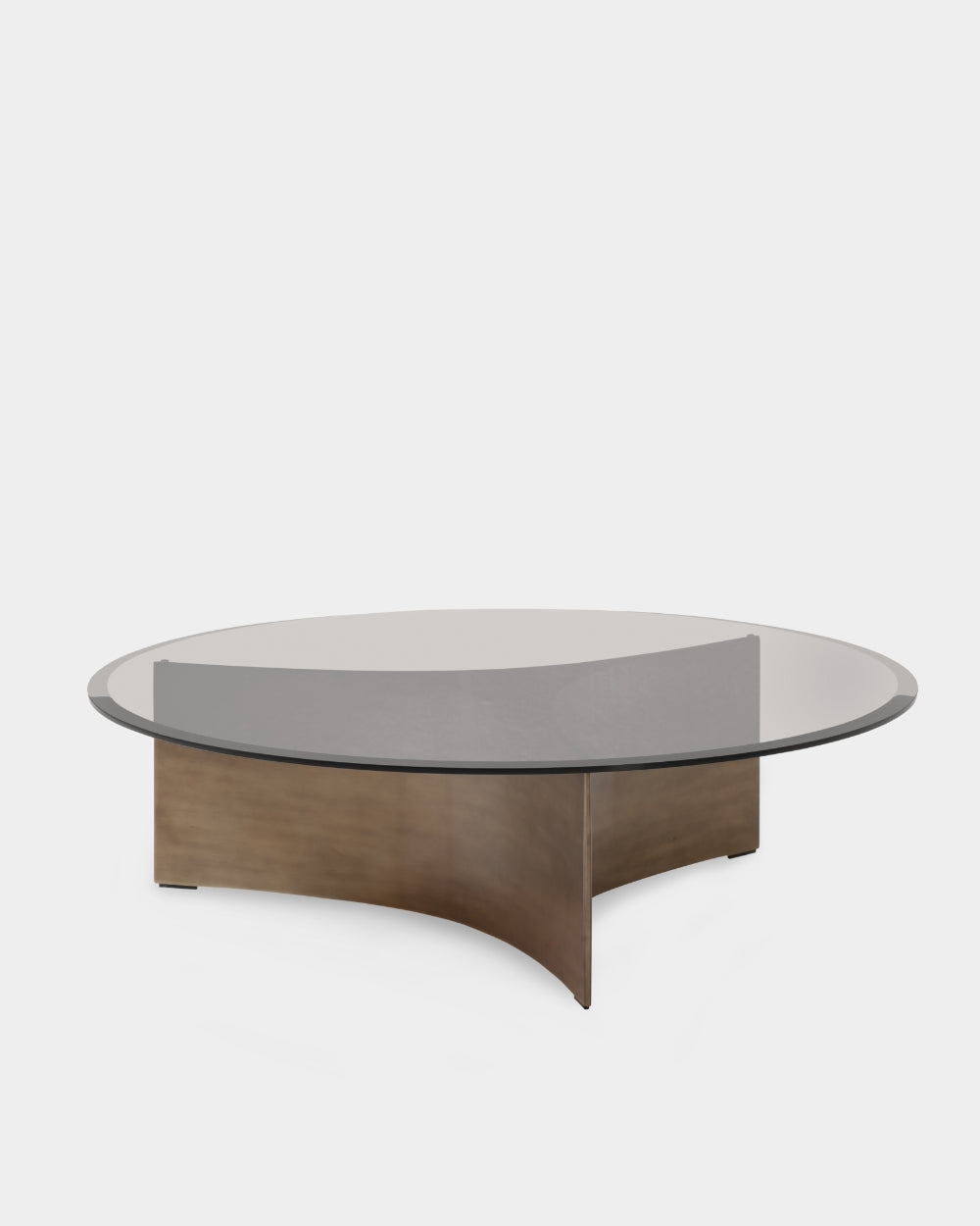 Arc Table - Large - Brass Patinated & Brown Glass