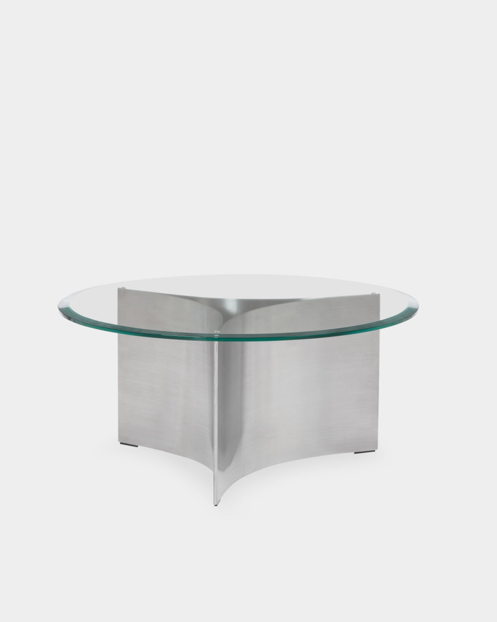 Arc Table - Medium - Brushed Steel & Transparent Glass