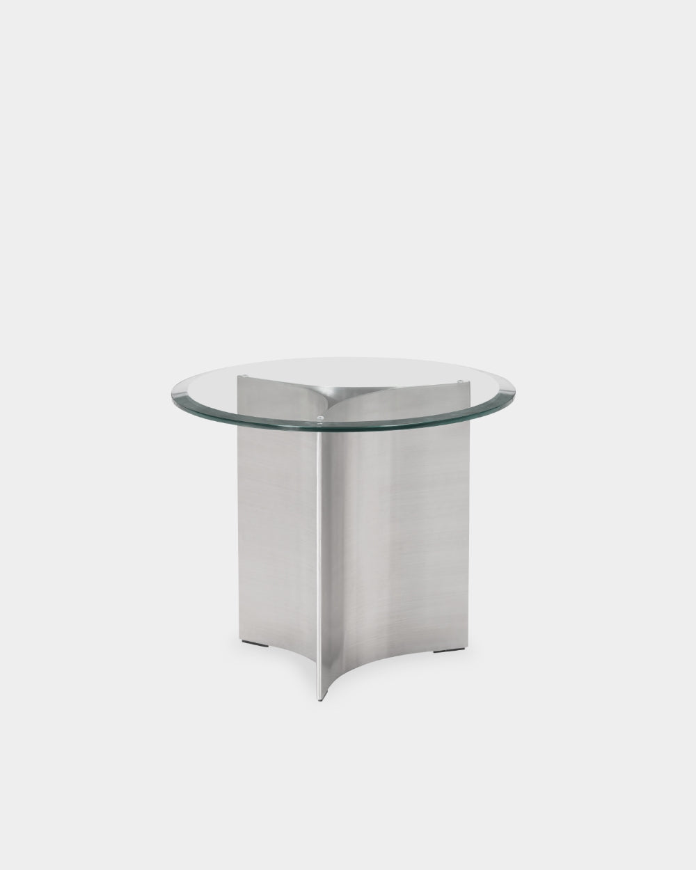 Arc Table - Small - Brushed Steel & Transparent Glass