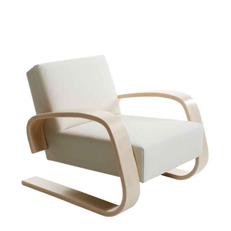 400 "TANK" - Cantilever wooden armchair with armrests (Request Info)