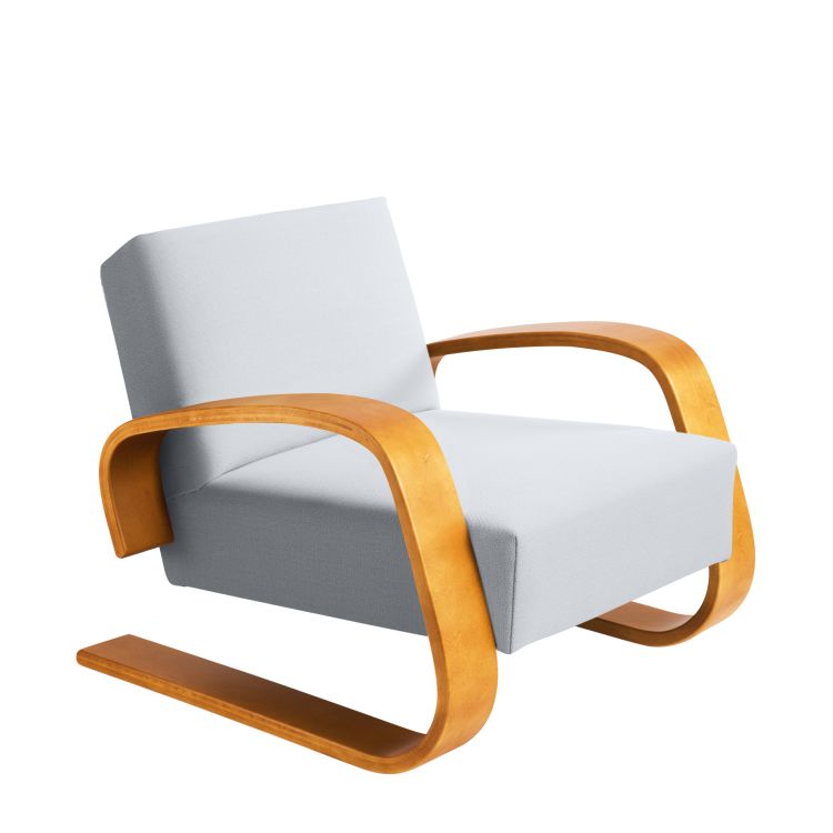 400 "TANK" - Cantilever wooden armchair with armrests (Request Info)