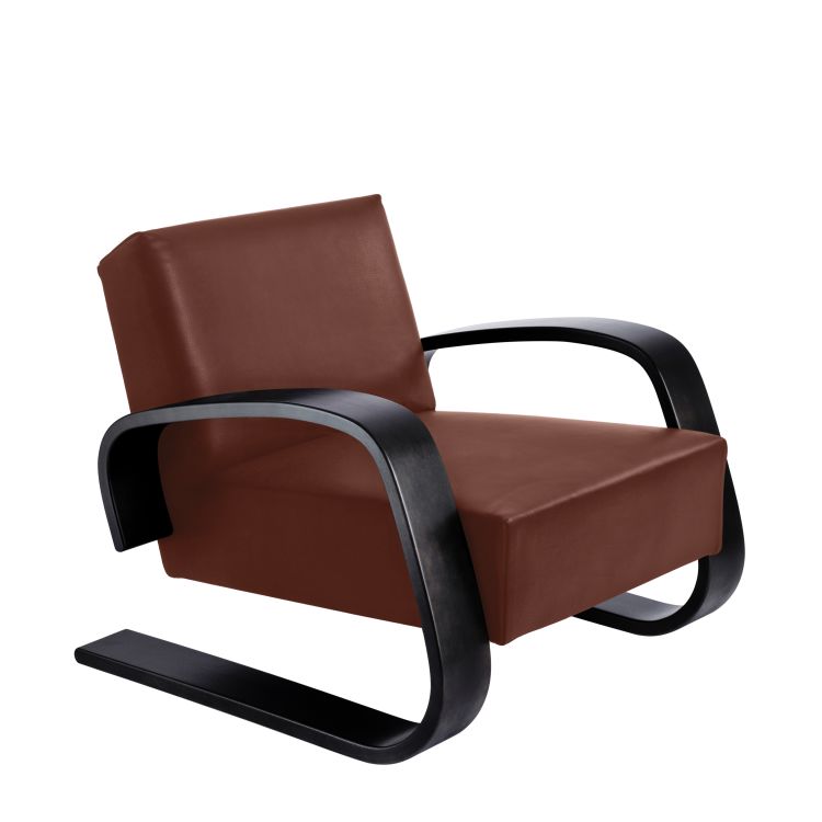 400 "TANK" - Cantilever wooden armchair with armrests (Request Info)