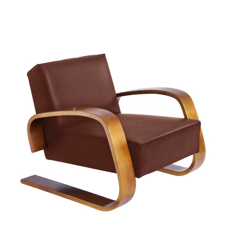 400 "TANK" - Cantilever wooden armchair with armrests (Request Info)