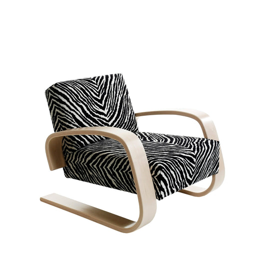 Artek Armchair 400 "Tank" — birch/Zebra fabric