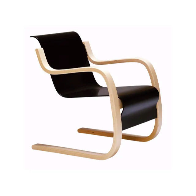 Armchair 42 - Cantilever wooden armchair with armrests