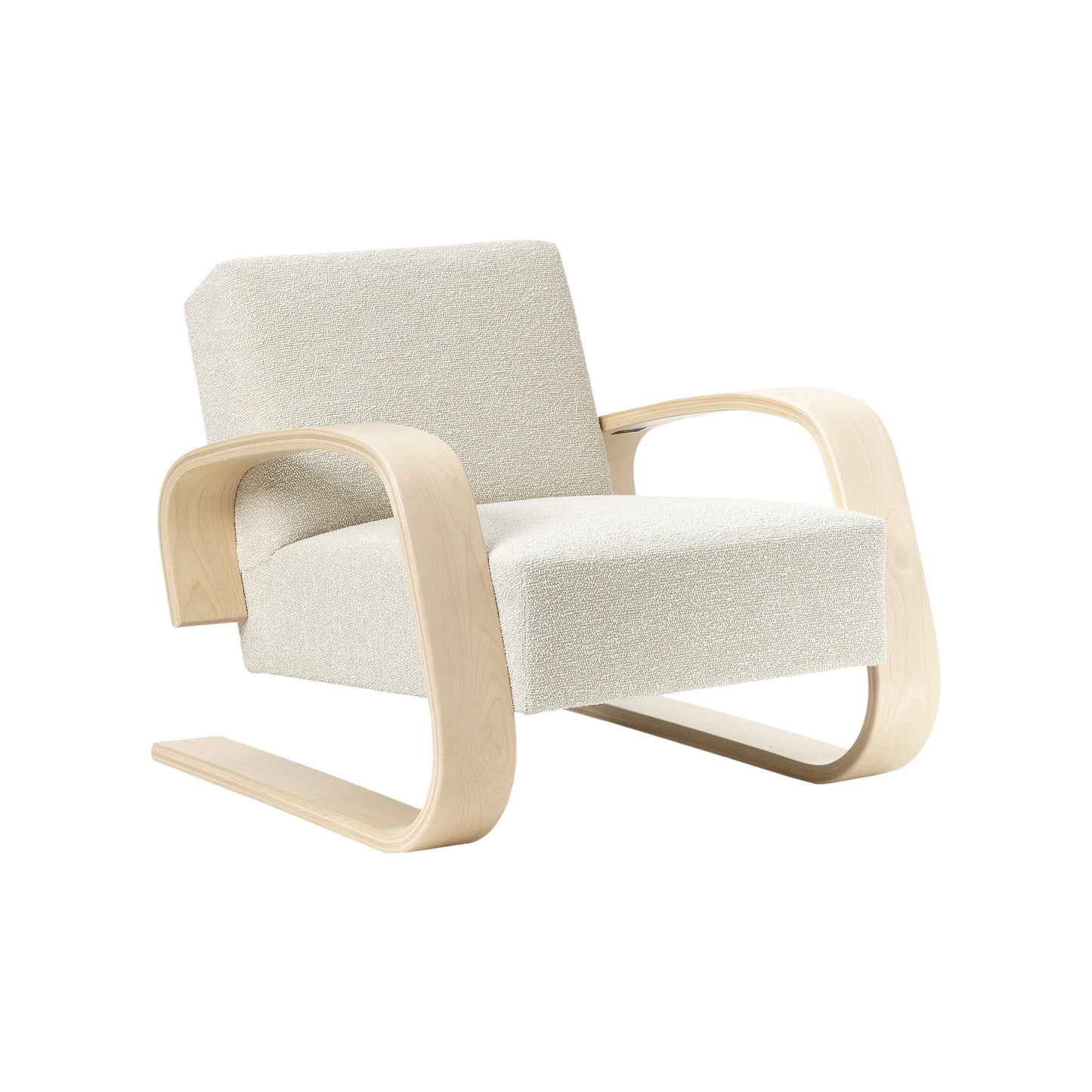 Artek Armchair 400 "Tank" — birch/natural white Nubia fabric