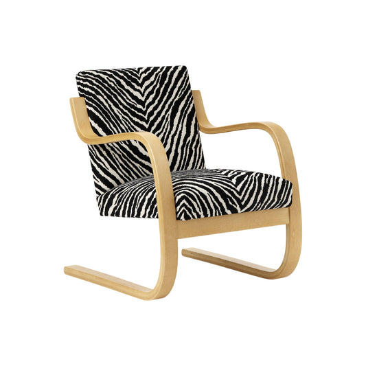 Artek Armchair 402 — honey stained/Zebra fabric