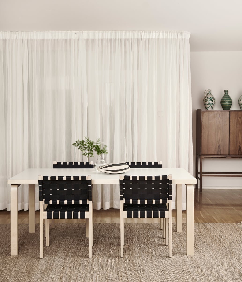 Aalto table 83, birch - white laminate