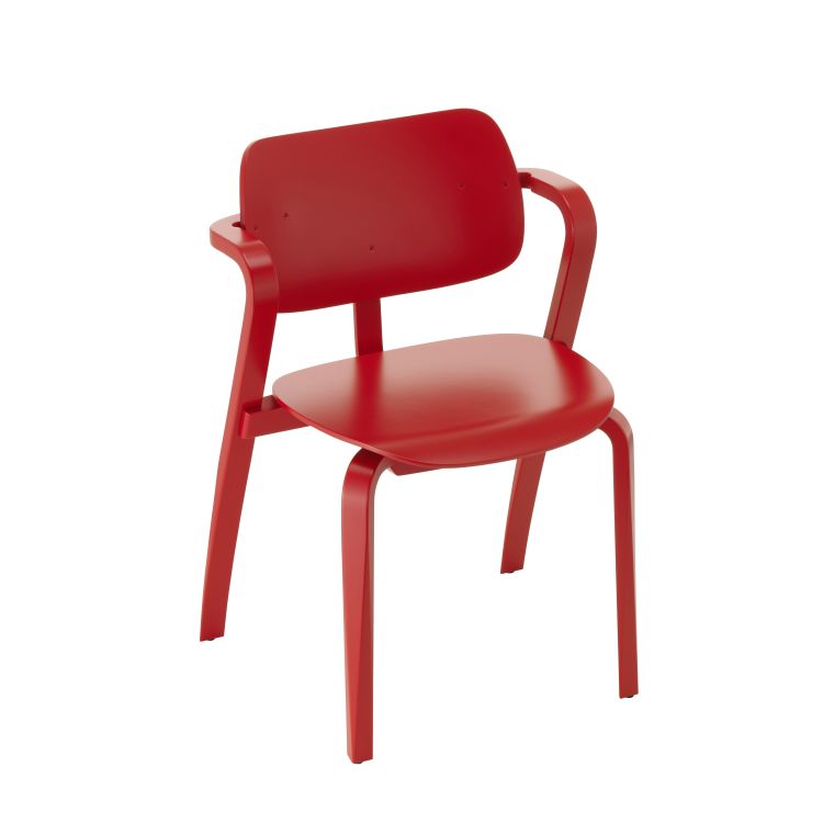 ASLAK - Stackable beech chair with armrests