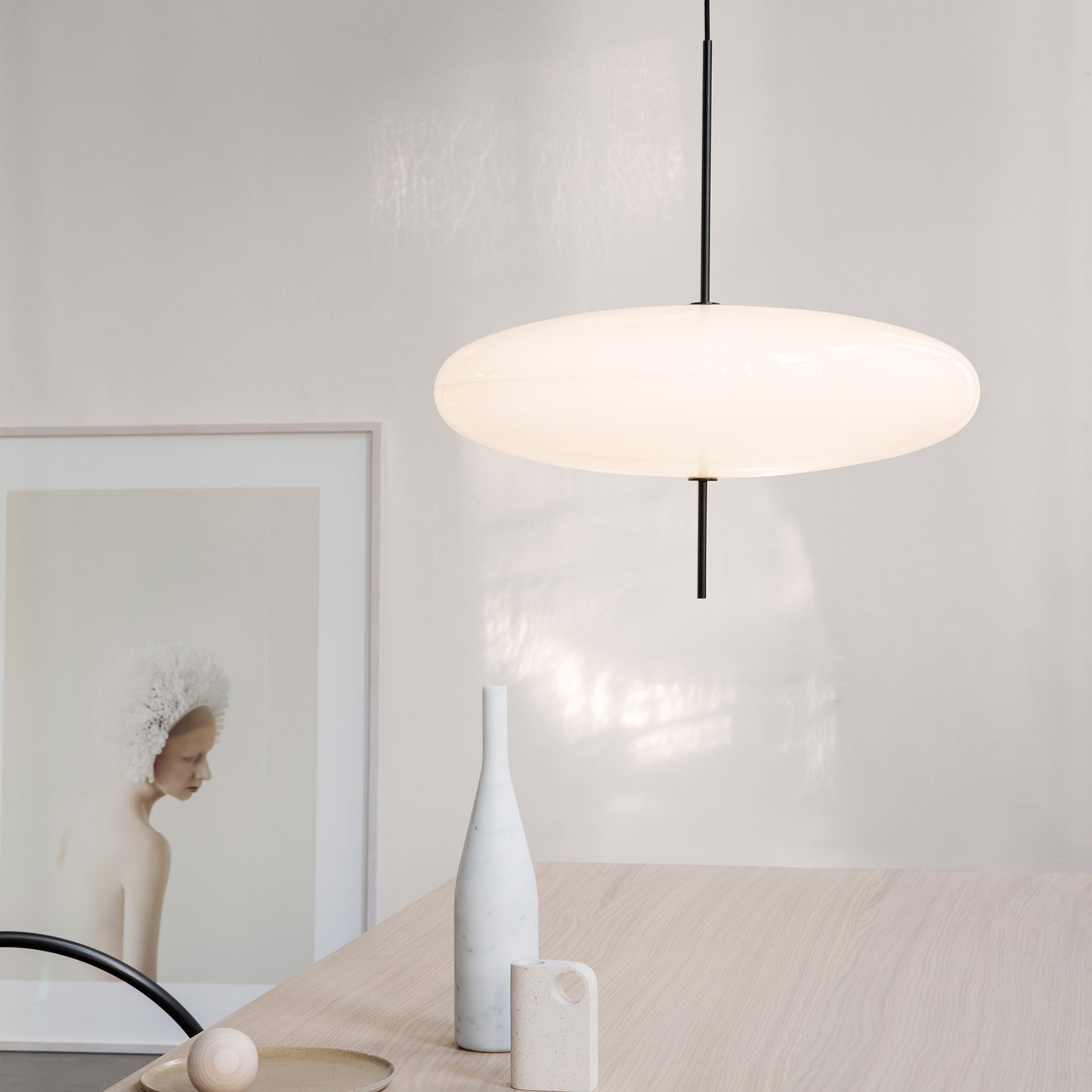 Suspension Lamp Model 2065 by Astep #White Diffuser / Black Hardware / Black Cable