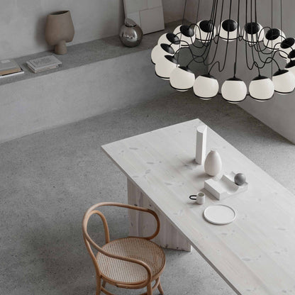 Suspension Lamp Model 2109/16/14 by Astep #16 Opaline Spheres (14cm Diameter) / Black Structure