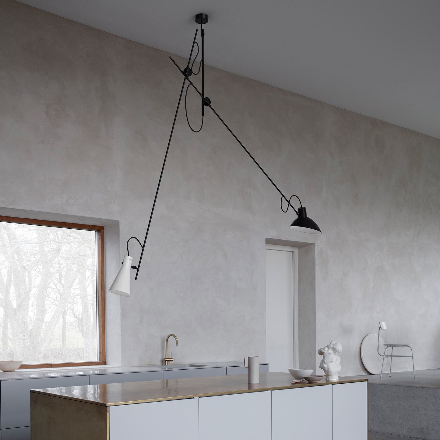 Suspension Lamp VV Cinquanta by Astep #Black Structure / White and Black Reflectors