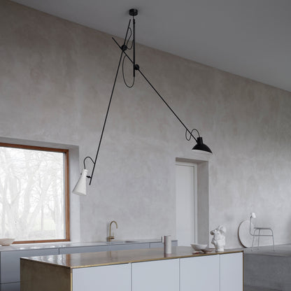 Suspension Lamp VV Cinquanta by Astep #Black Structure / White and Black Reflectors