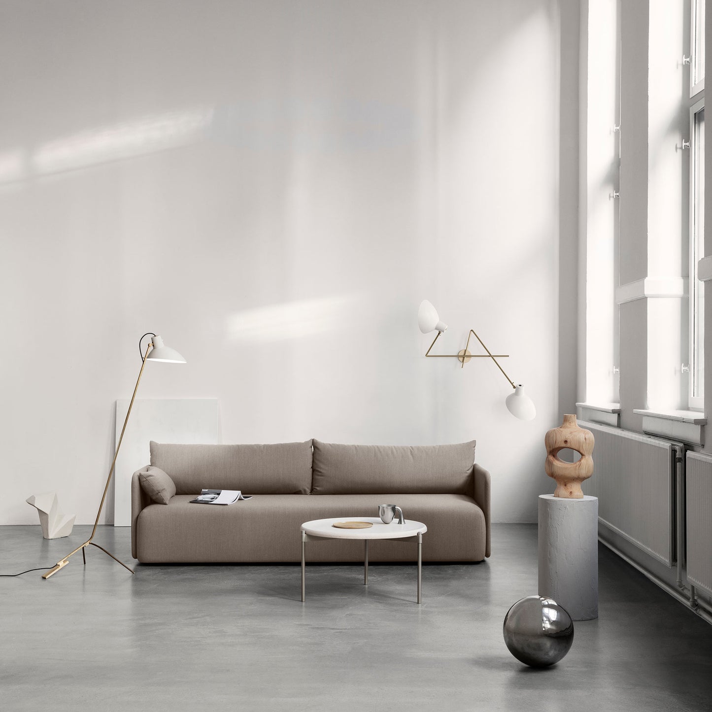 Floor Lamp Vv Cinquanta by Astep #Brass Frame / White Reflector