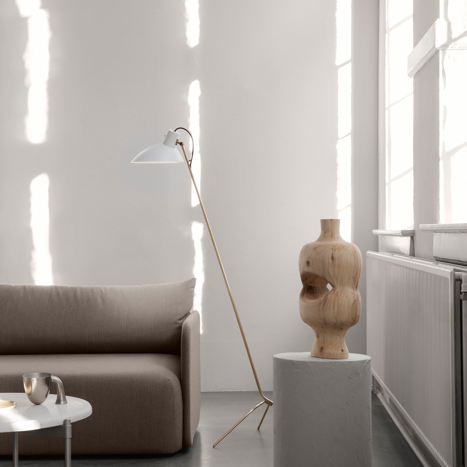 Floor Lamp Vv Cinquanta by Astep #Brass Frame / White Reflector