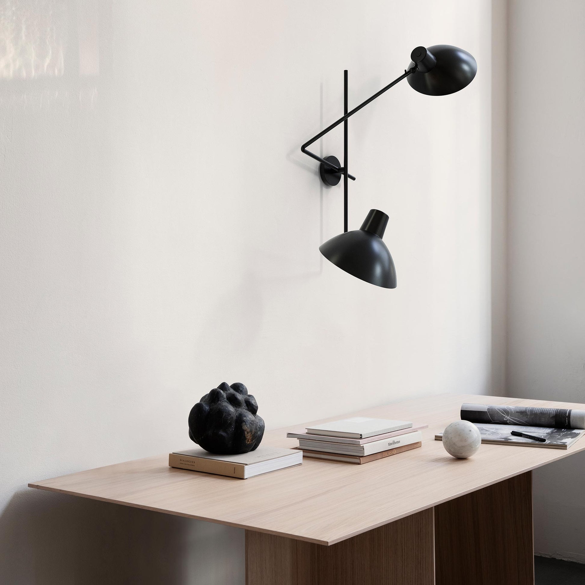 Wall Lamp Vv Cinquanta Twin by Astep #Black Mount / Black Reflectors