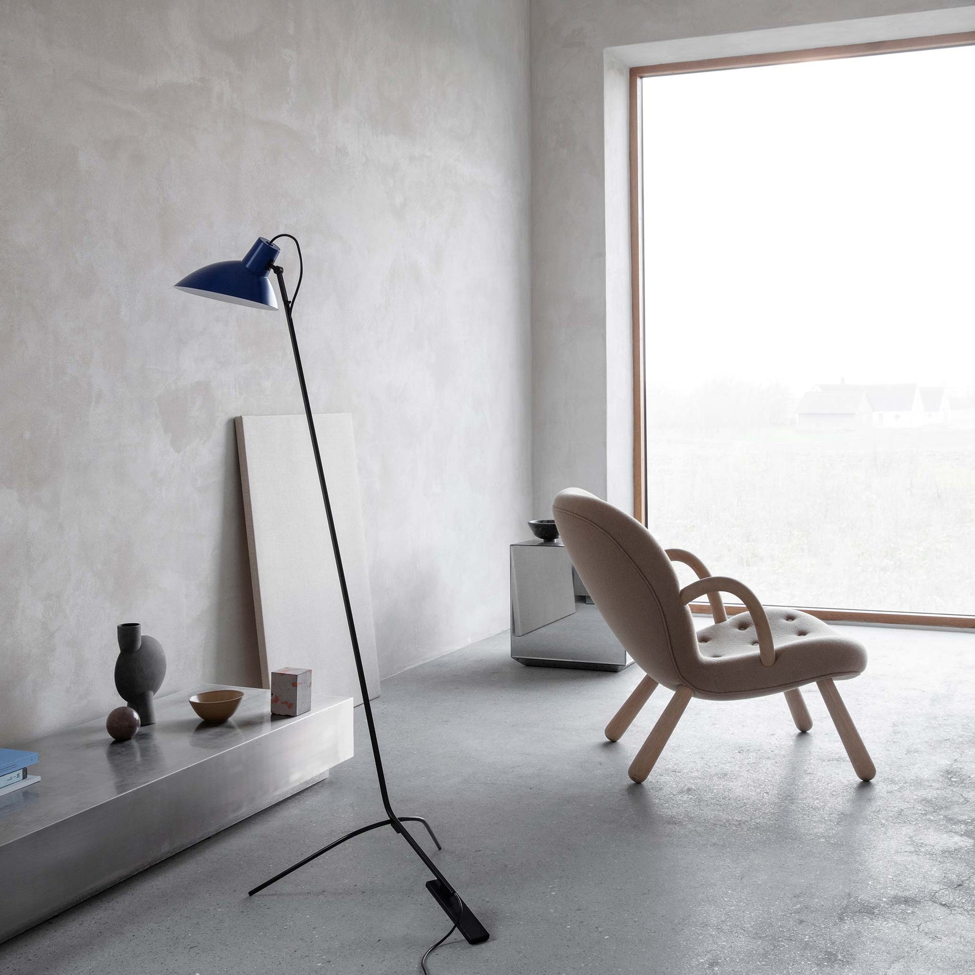 Floor Lamp Vv Cinquanta by Astep #Black Frame / Blue Reflector