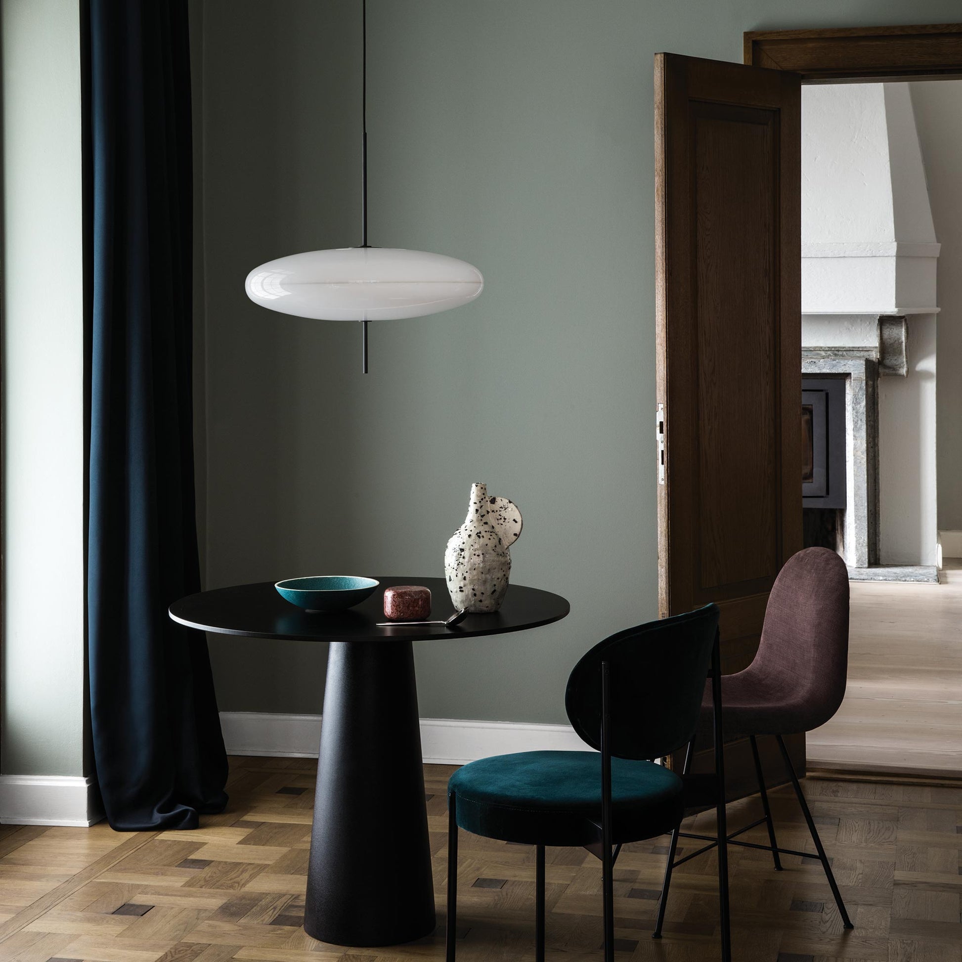 Suspension Lamp Model 2065 by Astep #White Diffuser / Black Hardware / Black Cable