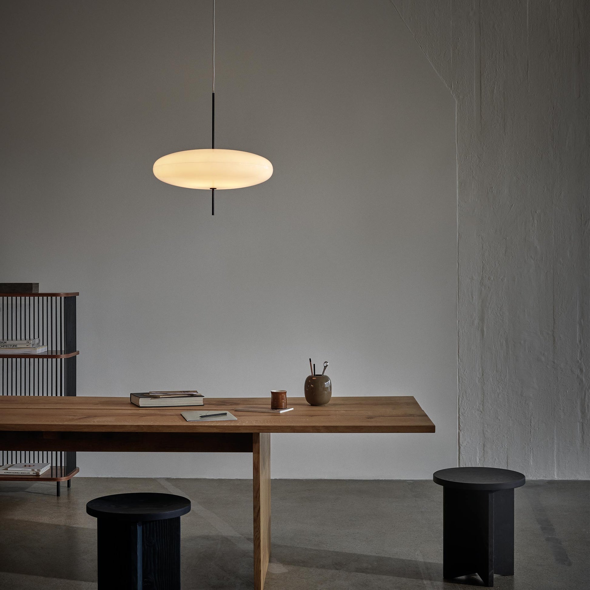 Suspension Lamp Model 2065 by Astep #White Diffuser / Black Hardware / White Cable