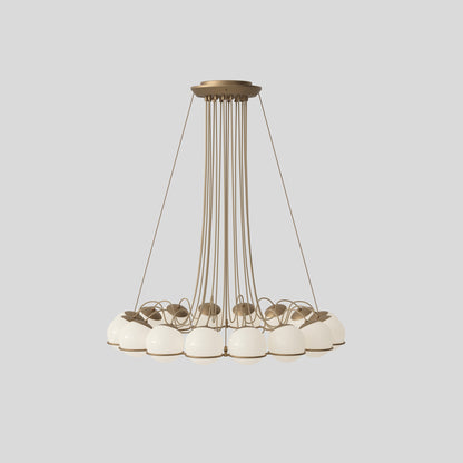 Suspension Lamp Model 2109/16/14 by Astep #16 Opaline Spheres (14cm Diameter) / Champagne Structure