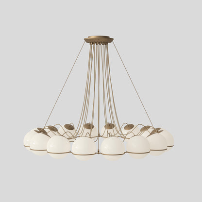 Suspension Lamp Model 2109/16/20 by Astep #16 Opaline Spheres (20cm Diameter) / Champagne Structure