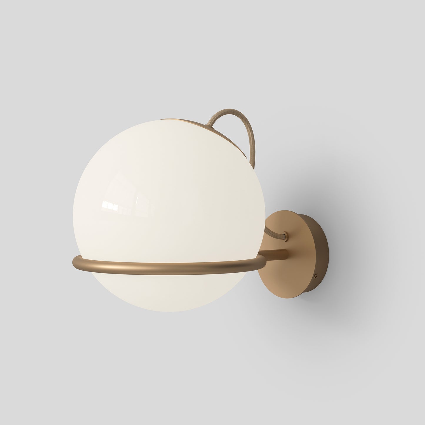 Wall Lamp Model 238/1 by Astep #1 Opaline Sphere (20cm Diameter) / Champagne Mount