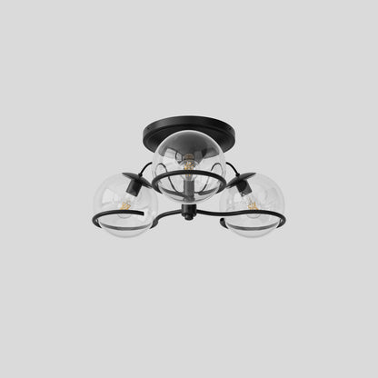Ceiling Lamp Model 2042/3 by Astep #3 Transparent Spheres (20cm Diameter) / Black Mount