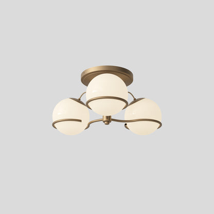 Ceiling Lamp Model 2042/3 by Astep #3 Opaline Spheres (20cm Diameter) / Champagne Mount