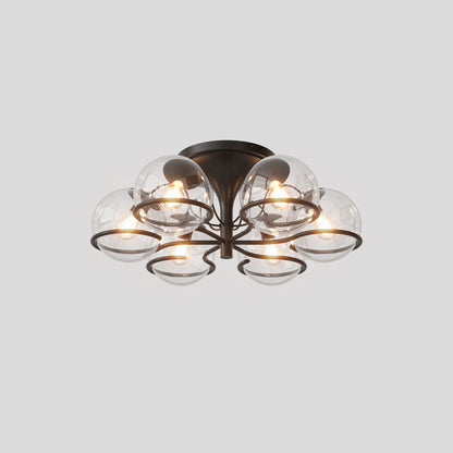 Ceiling Lamp Model 2042/6 by Astep #6 Transparent Spheres (20cm Diameter) / Black Mount