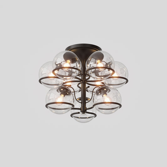 Ceiling Lamp Model 2042/9 by Astep #9 Transparent Spheres (20cm Diameter) / Black Mount