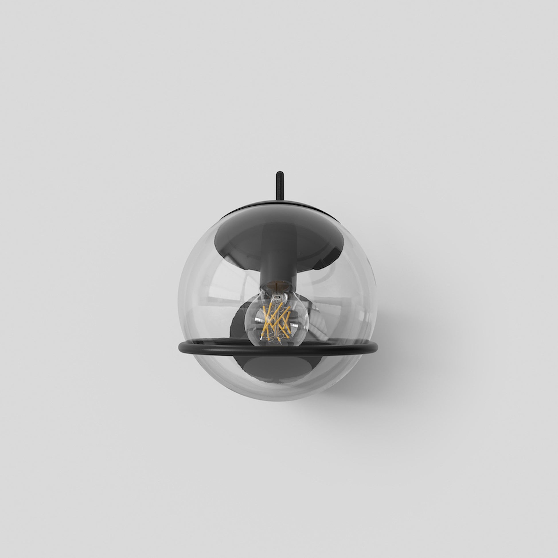 Wall Lamp Model 237/1 by Astep #1 Transparent Sphere (14cm Diameter) / Black Mount