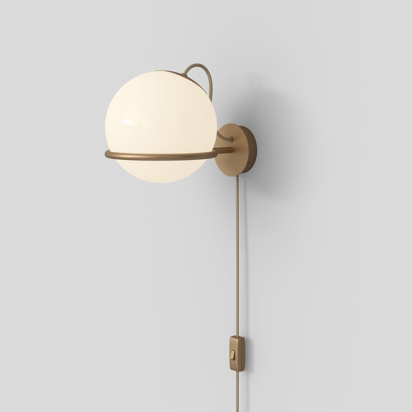 Wall Lamp Model 238/1 by Astep #1 Opaline Sphere (20cm Diameter) / Champagne Mount with Switch