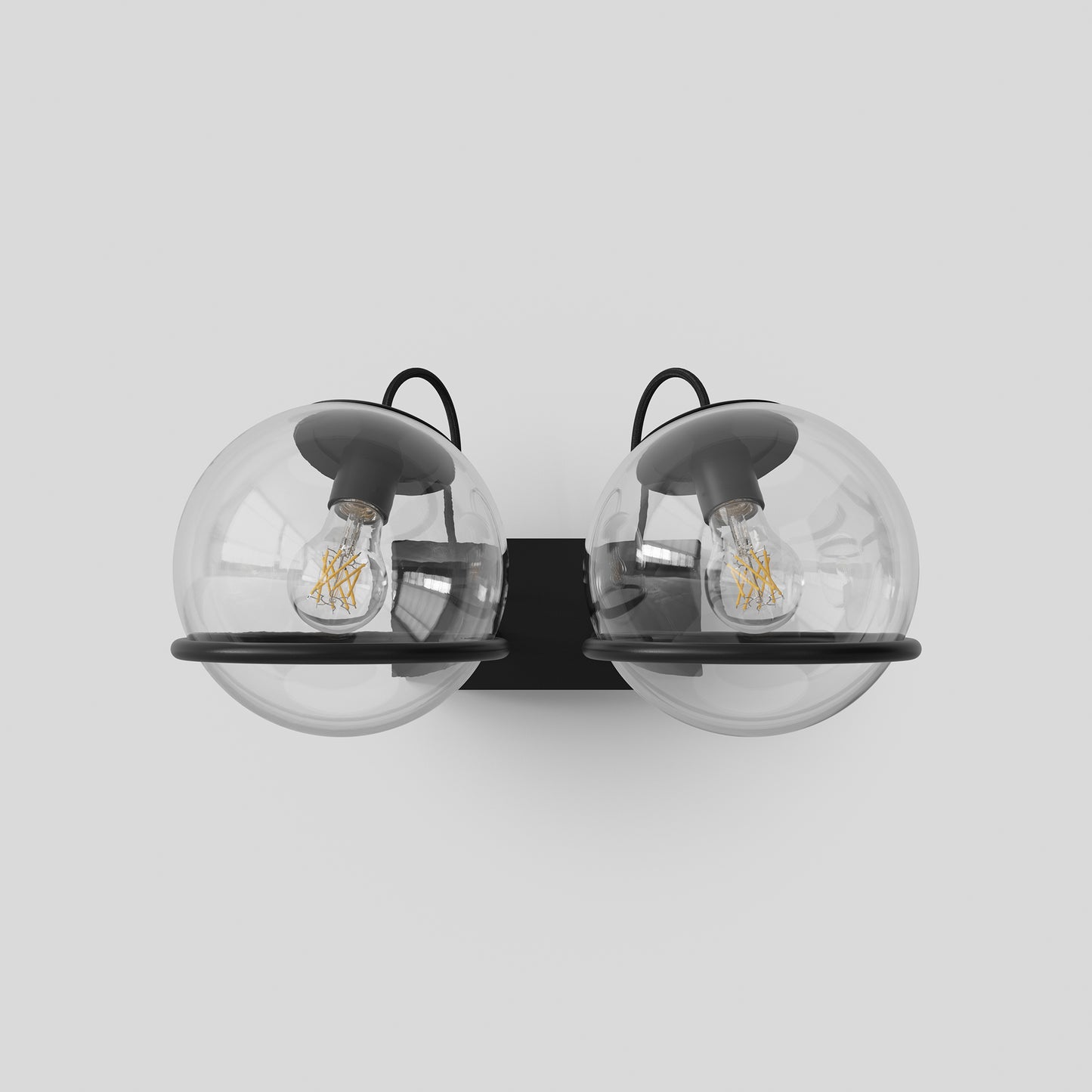 Wall Lamp Model 238/2 by Astep #2 Transparent Spheres (20cm Diameter) / Black Mount