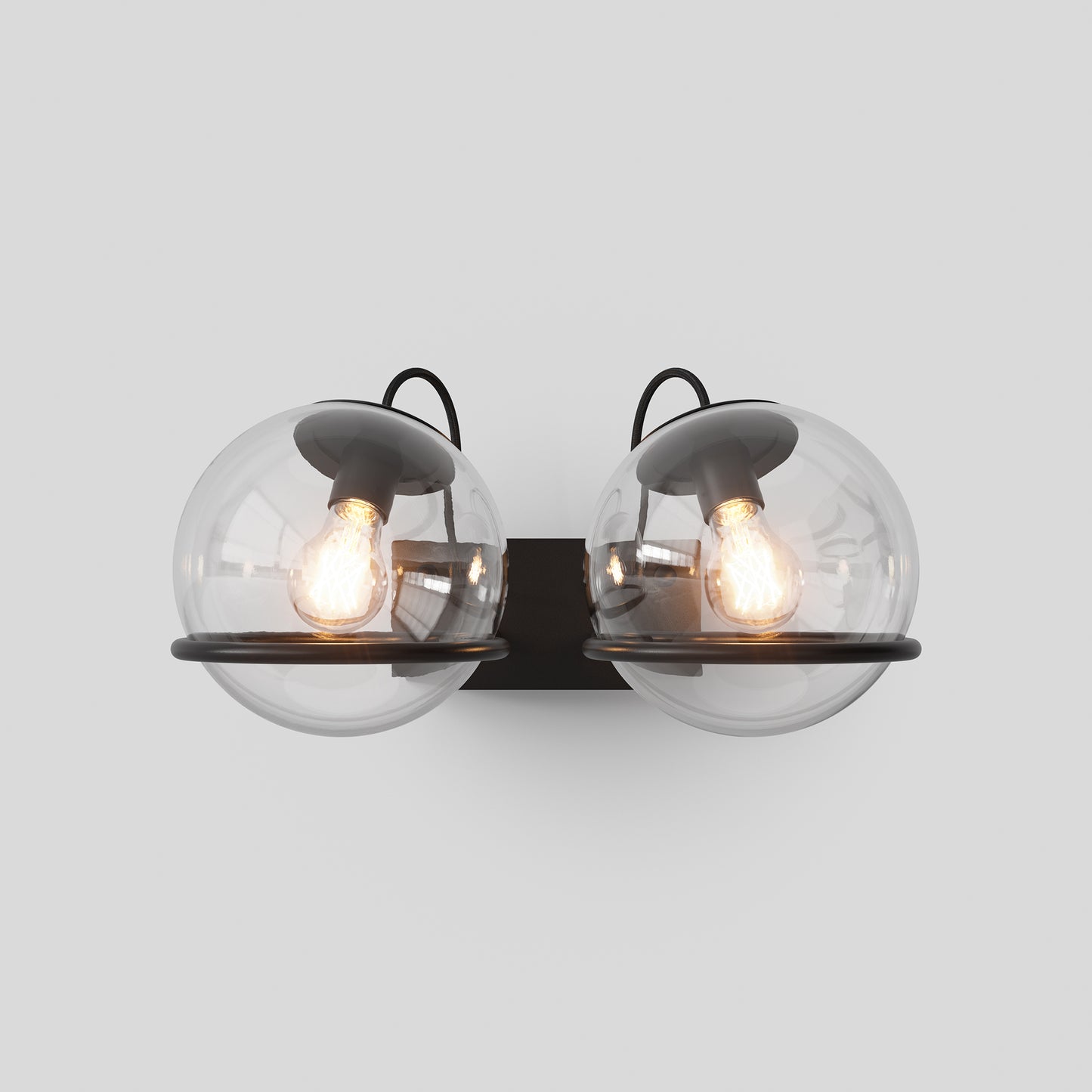 Wall Lamp Model 238/2 by Astep #2 Transparent Spheres (20cm Diameter) / Black Mount