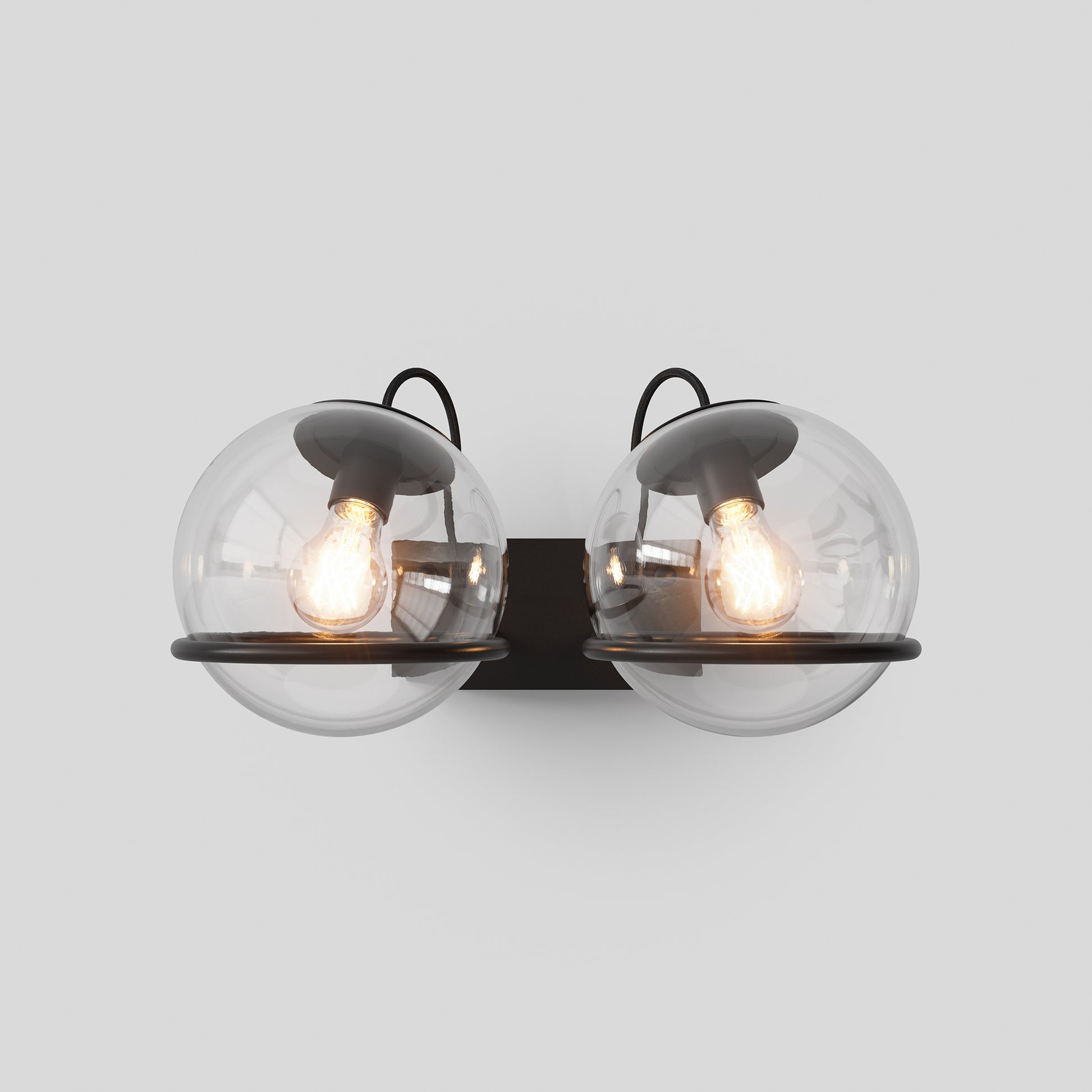 Wall Lamp Model 238/2 by Astep #2 Transparent Spheres (20cm Diameter) / Black Mount