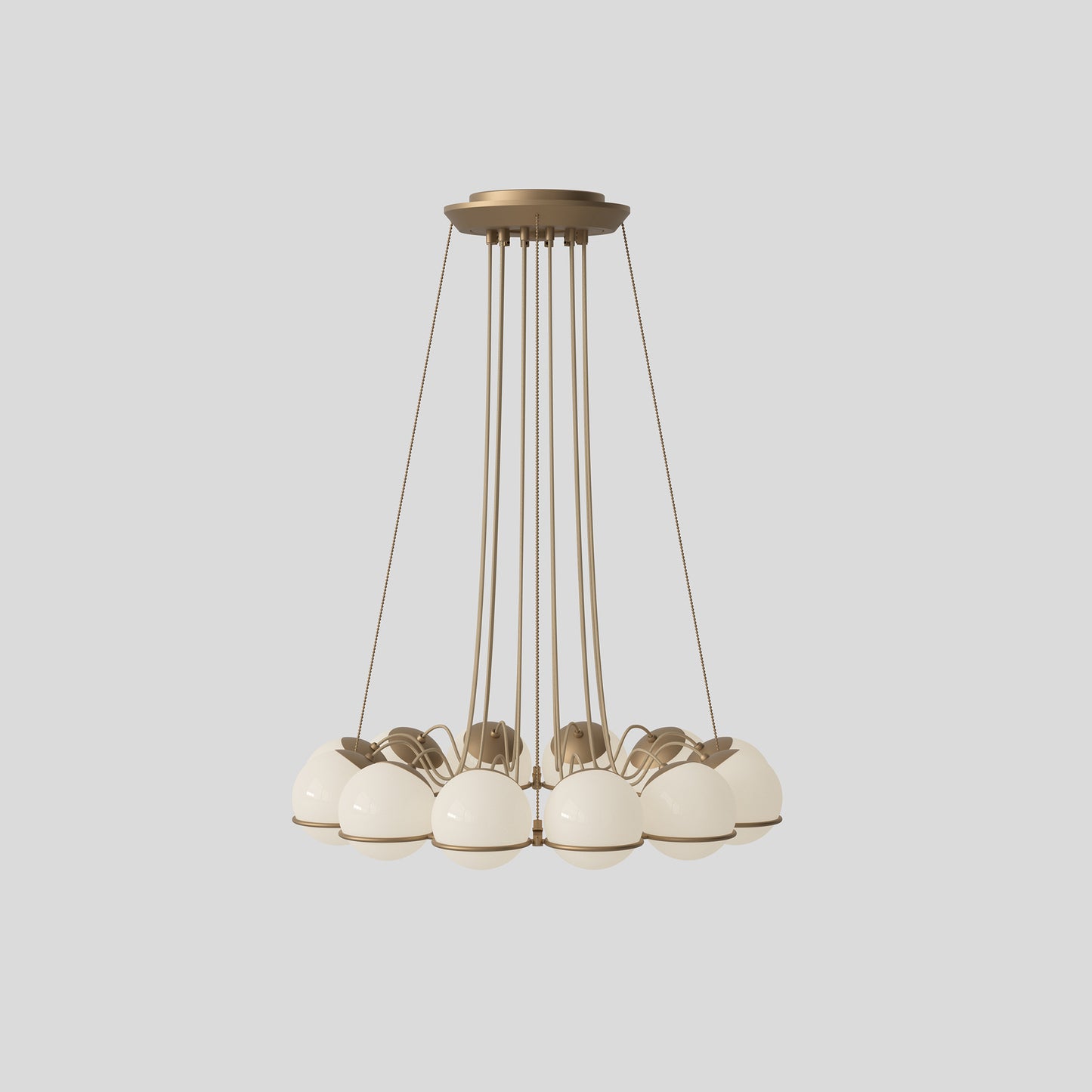 Suspension Lamp Model 2109/12/14 by Astep #12 Opaline Spheres (14cm Diameter) / Champagne Structure