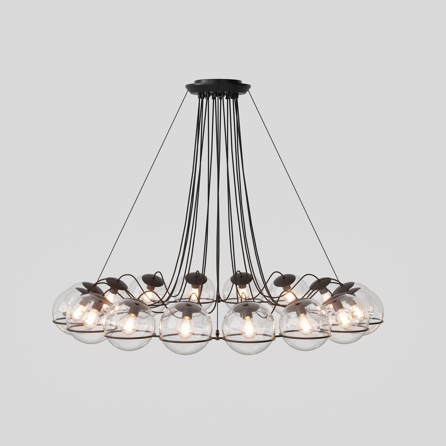 Suspension Lamp Model 2109/16/20 by Astep #16 Transparent Spheres (20cm Diameter) / Black Structure