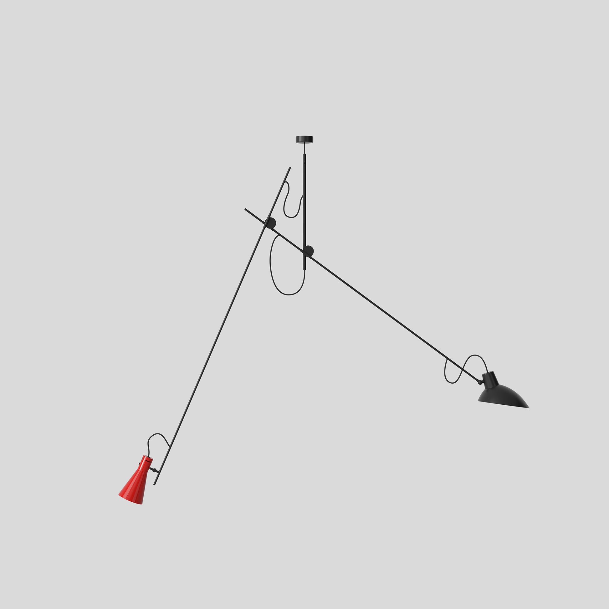 Suspension Lamp VV Cinquanta by Astep #Black Structure / Black and Red Reflectors