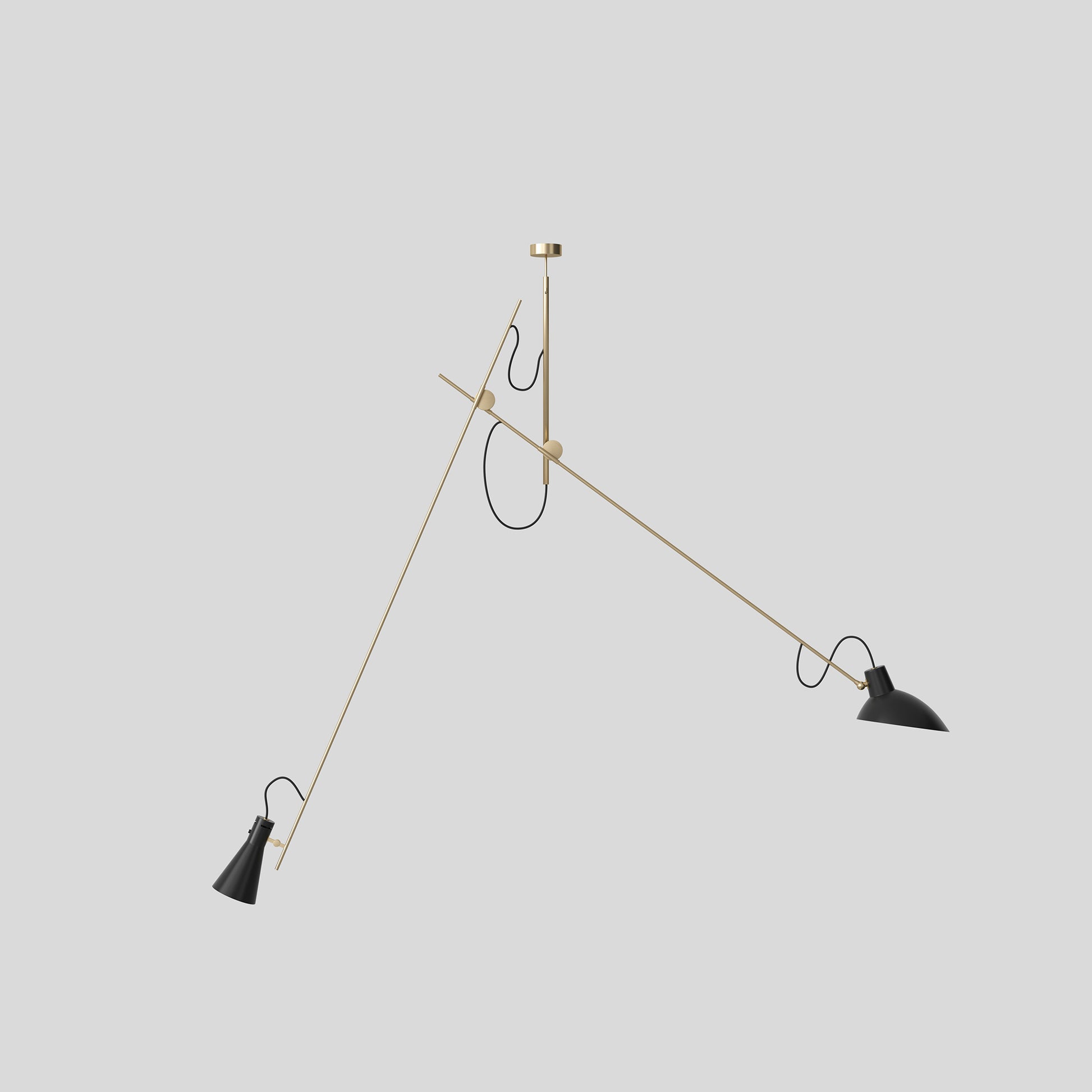 Suspension Lamp VV Cinquanta by Astep #Brass Structure / Black Reflectors