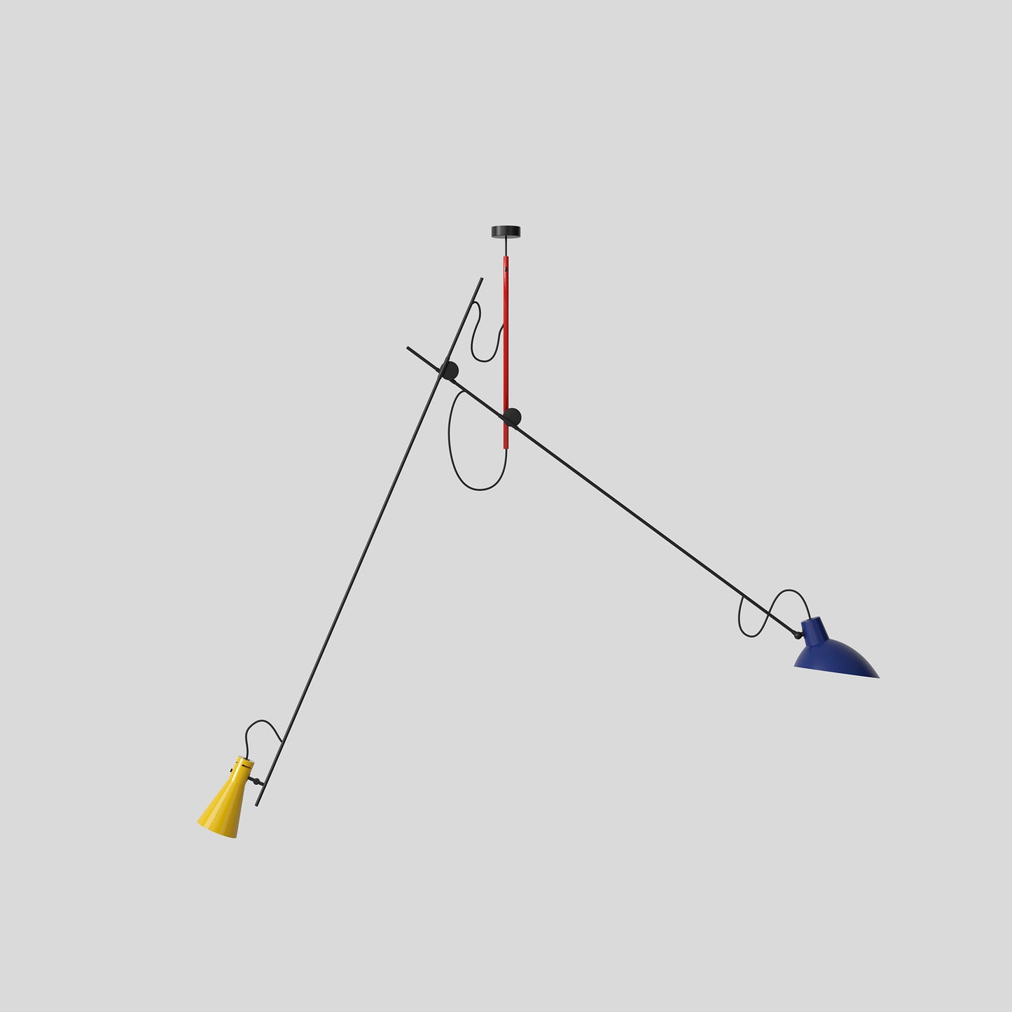 Suspension Lamp VV Cinquanta by Astep #Mondrian Structure / Blue and Yellow Reflectors