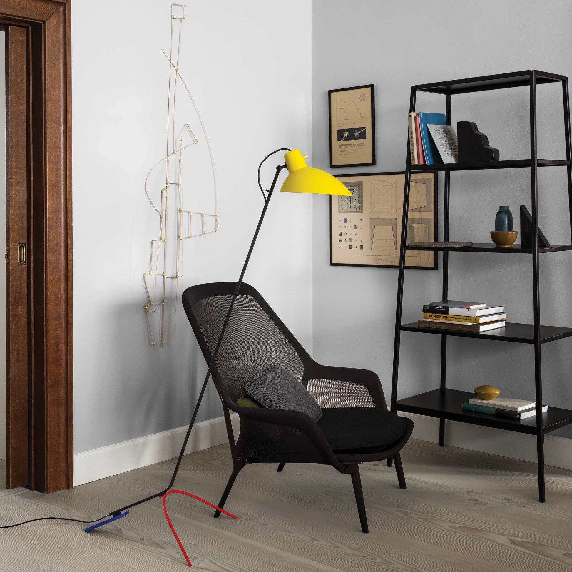 Floor Lamp Vv Cinquanta by Astep #Mondrian Frame / Yellow Reflector