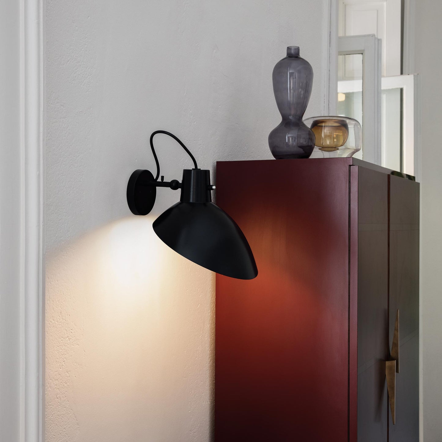 Wall Lamp VV Cinquanta by Astep #Black Mount / Black Reflector with Switch